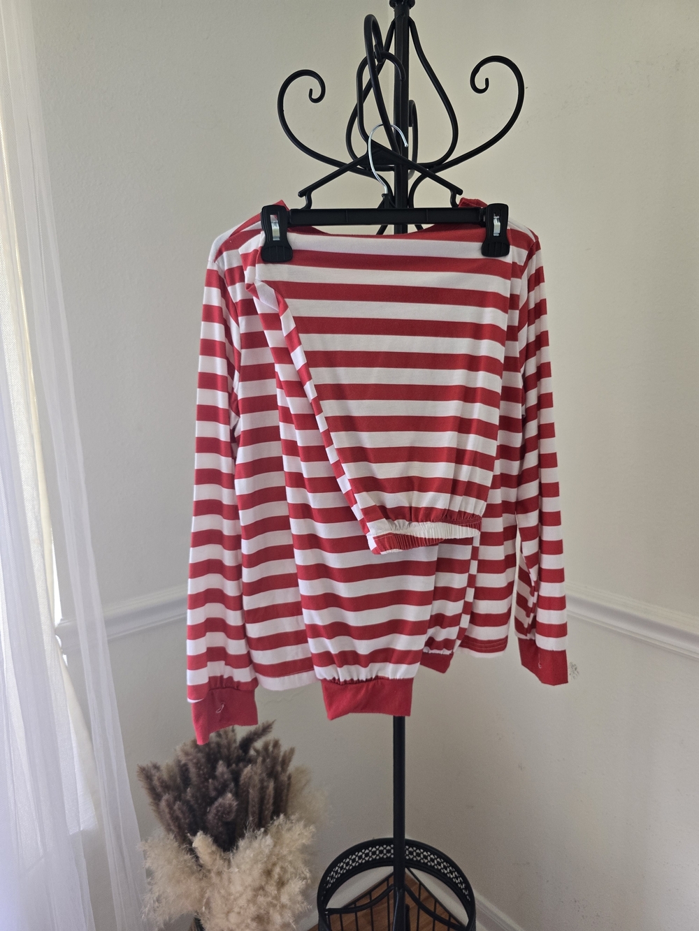 Kids Red and White Stripe Pajama Set - Classic Comfort - Picture 6 of 10